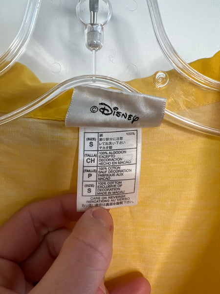 Walt Disney World Yellow "Mickey And Pluto At the Beach" Graphic Short-Sleeved Button-Up Shirt (S)