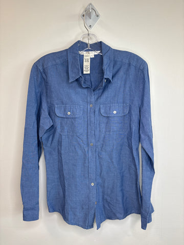 Max Studio Bluw Linen-Cotton Blend Long Sleeve Button Up Shirt (L)