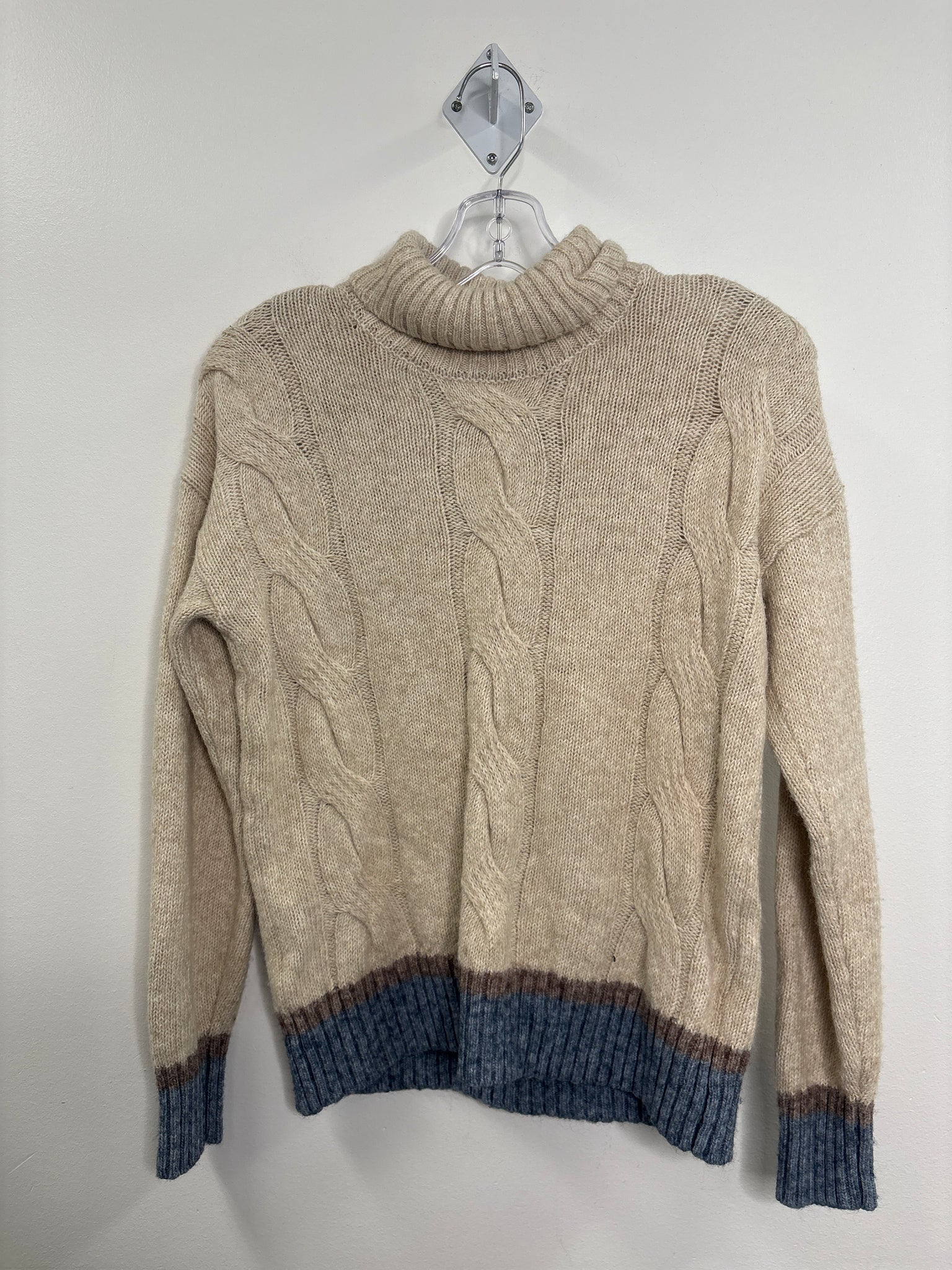 B. Coastline Cableknit Turtleneck Cotton Sweater (M)
