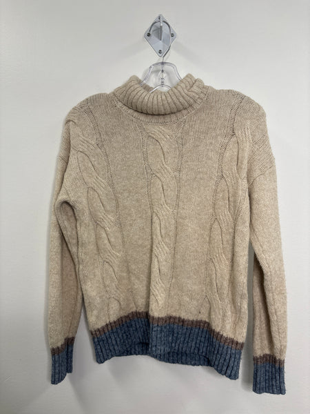 B. Coastline Cableknit Turtleneck Cotton Sweater (M)