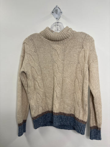 B. Coastline Cableknit Turtleneck Cotton Sweater (M)