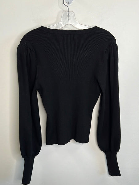 Love Tree Puff Sleeves Ribbed Knit Sweater (1XL)