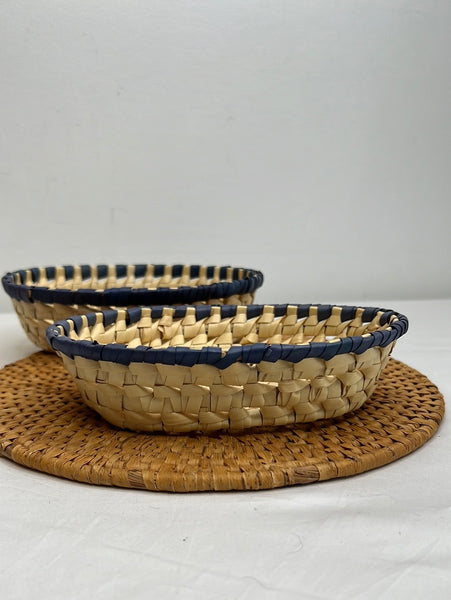 Set of 2 Weaved Oval Shape Baskets