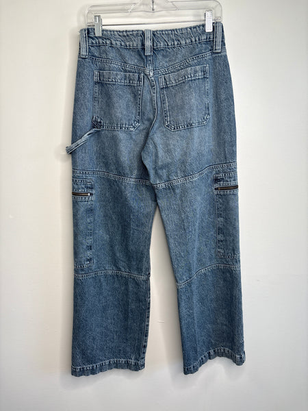 Garage Denim Low Rise Wide Leg Cargo Jeans (07/28)