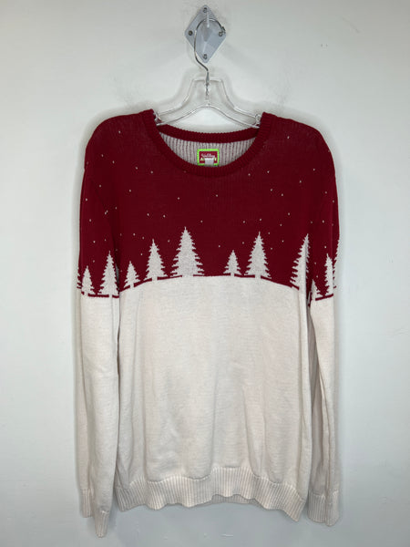 Holiday Arcade Red Christmas Tree Design Christmas Sweater (XL)