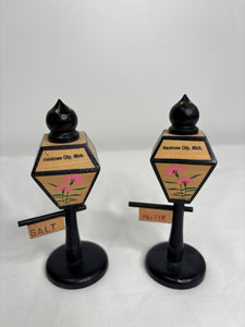 Vintage SET OF 2 Mackinaw City, Michigan Lampost Salt + Pepper Shakers