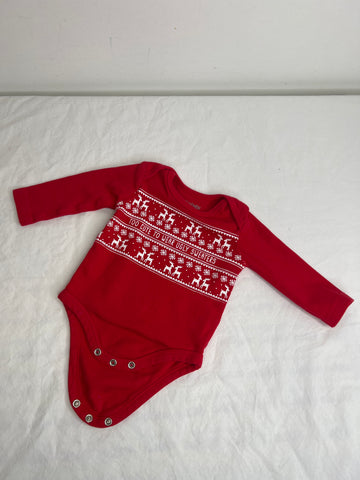 IndigoBaby Red "Too Cute To Wear Ugly Sweaters" Long-Sleeve Onesie (0-3M)