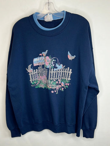 Vintage Morning Sun Garden Graphic Crewneck Sweater (2XL)