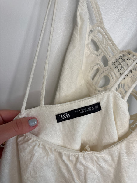 Zara Linen-Blend Studded Halter Top (M)