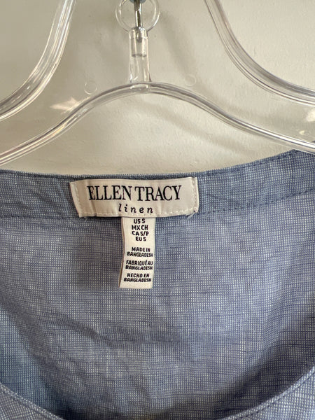 NWT Ellen Tracy End End Chambray Linen Sleeveless Dress (S)