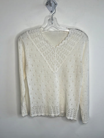Vintage Handmade Knit Floral Cut-out Sweater