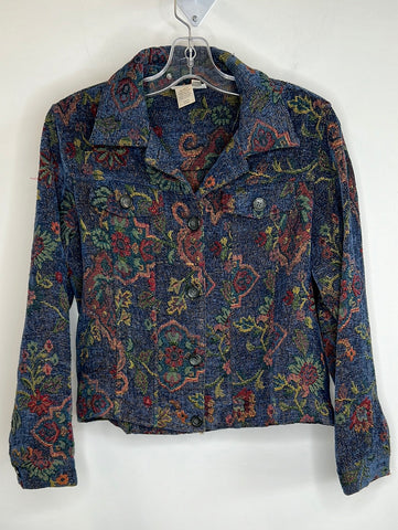 Retro Coldwater Creek Embroidered Floral Cropped Blazer (S)