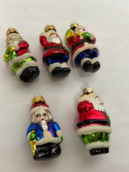 Set of 5 Christmas Glass Ornaments ‘Santa’