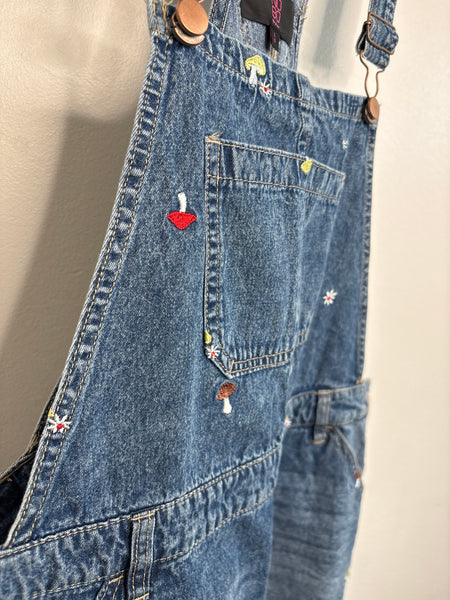 NOBO Embroidered Mushroom Denim Shortalls (L)