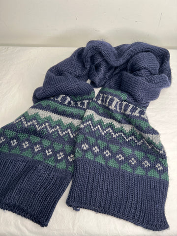 Zara Man Knitted Navy/Green Scarf