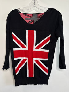 Knit Long Sleeve V-neck Union Jack Flag Pattern Sweater