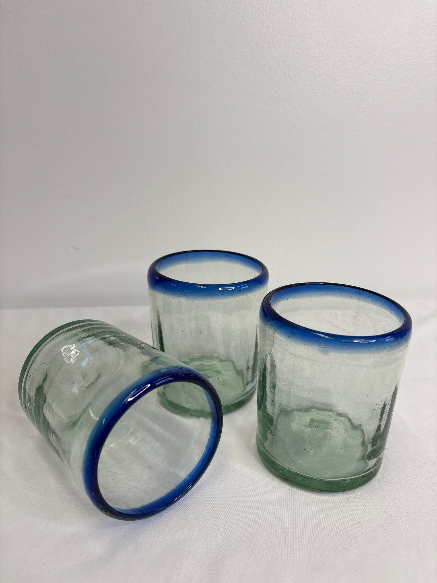 SET OF 3 Vintage Mexican Handblown Low Ball Glasses