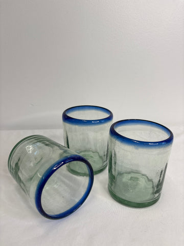 SET OF 3 Vintage Mexican Handblown Low Ball Glasses