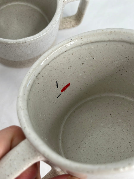 Set of 2 Textured Pottery Ceramic Mug