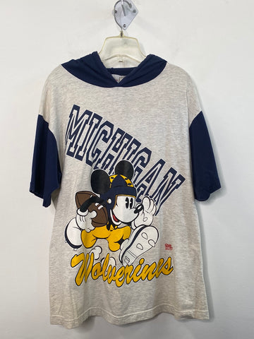 Vintage Disney Michigan Wolverines Chalkline 1984 Short-Sleeve Hoodie (M)