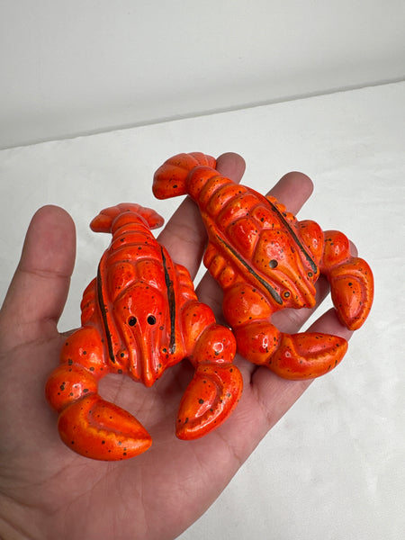 Vintage SET OF 2 Lobster Salt + Pepper Shakers