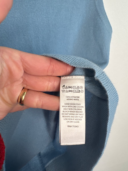 Max Studio Baby Blue Extra Fine Merino Wool Halter Sweater Top (M)