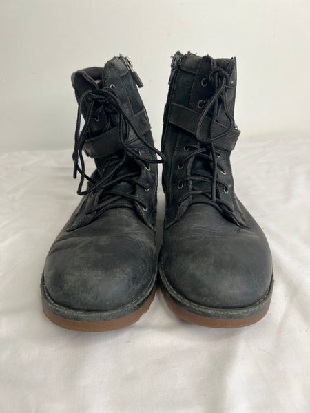 UGGs Black Leather Lace Up Combat Boots (US 4)