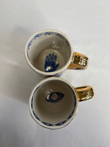 SET OF 2 Anthropologie Evil Eye Coffee Mug