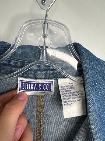 Vintage Erika & Co Cotton Denim Mini Dress (XL)