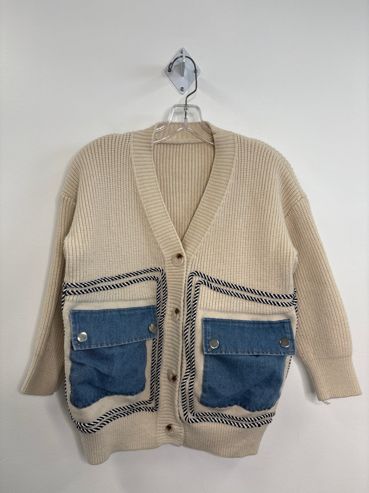Patchwork Denim Knit Cardigan