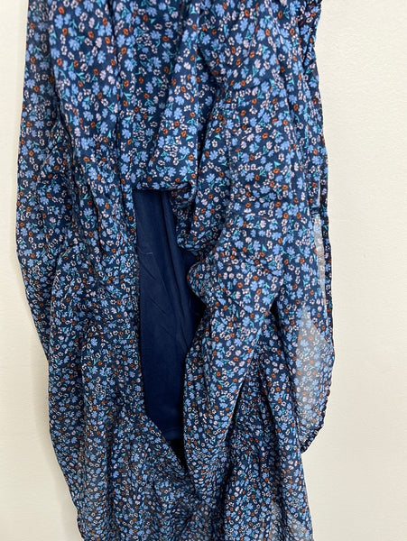 Streetwear Society Back Cutout Blue Floral Maxi Dress (M)