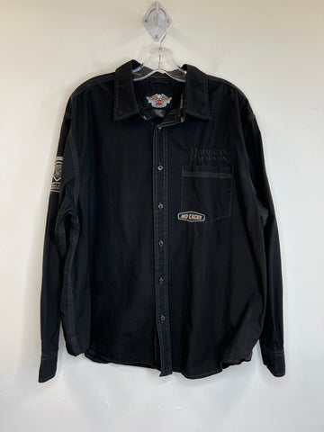 Vintage Harley-Davidson Patched Long Sleeves Button-Down Shirt (XL)