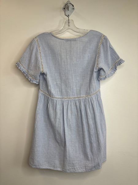 Zara Striped Cotton Babydoll Mini Crochet Dress (S)