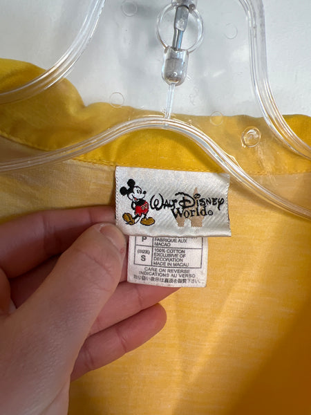 Walt Disney World Yellow "Mickey And Pluto At the Beach" Graphic Short-Sleeved Button-Up Shirt (S)