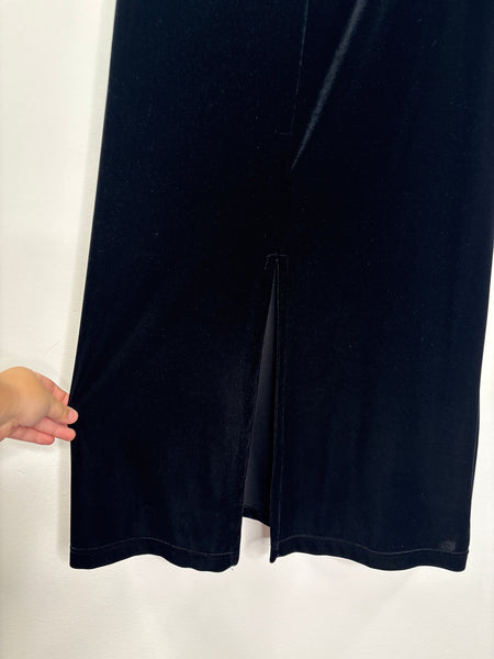 Vintage Gloria Vanderbilt Velvet Maxi Back Slit Skirt (S)