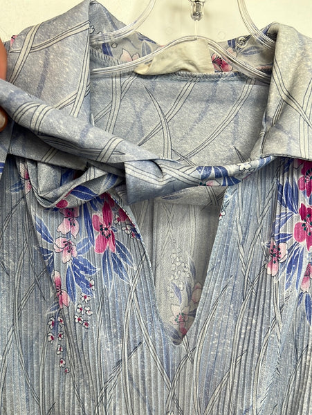 Vintage London Montreal Floral Print Long Sleeve Sheer Dress