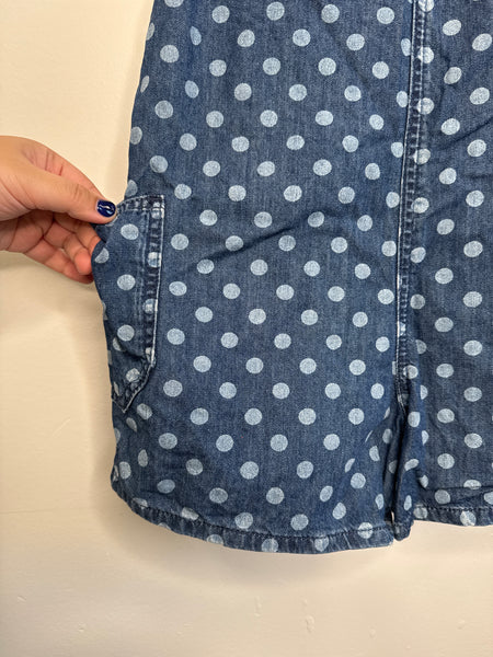 BDG Urban Outfitters Blue Cotton Polka Dot Pinafore Overalls Romper (XS)