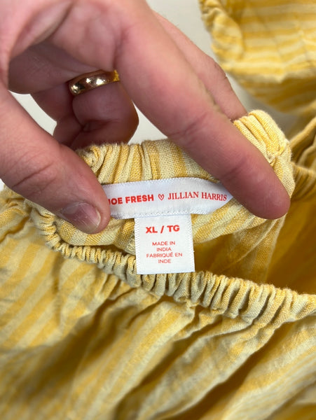 Jillian Harris Yellow Stripe Puff Sleeve Dress (XL)