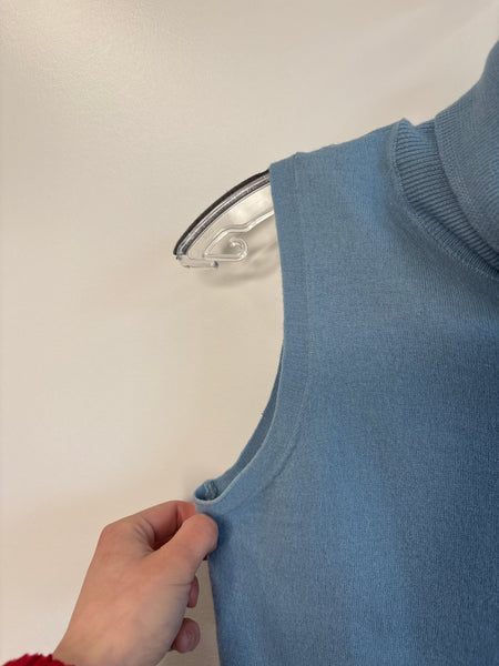 Max Studio Baby Blue Extra Fine Merino Wool Halter Sweater Top (M)