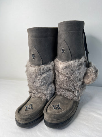 Manitobah Mukluks Grey Suede Waterproof Snowy Owl Mukluks (M7/L9)