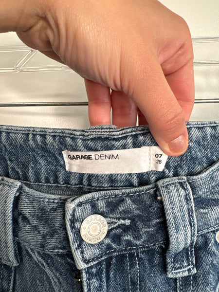 Garage Denim Low Rise Wide Leg Cargo Jeans (07/28)