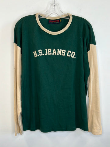 Vintage Higher State 'H.S Jeans Co.' Embroidered Long-Sleeve Top (M)