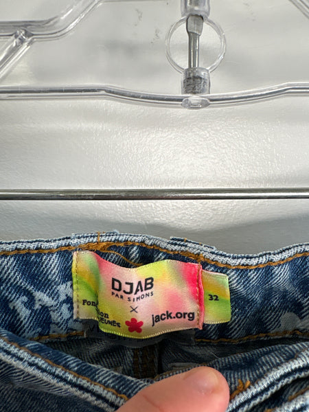 DJAB Floral Take It Easy Print Denim Jean Pant (32)