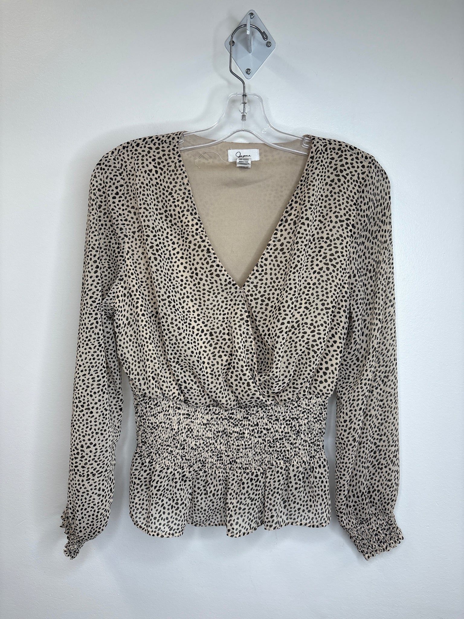 Japna Plunge Animal Print Long-Sleeve Top (L)