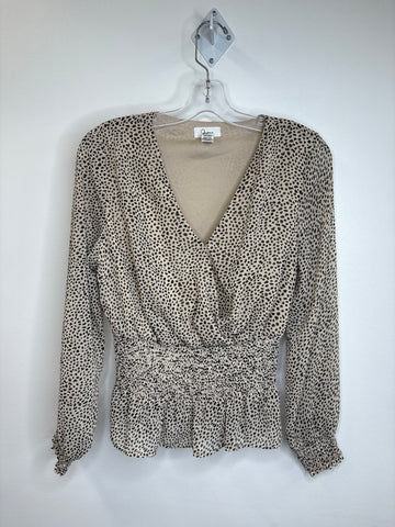 Japna Plunge Animal Print Long-Sleeve Top (L)