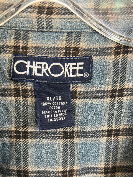 Vintage Cherokee Plaid Cotton Button Up Shirt (XL)