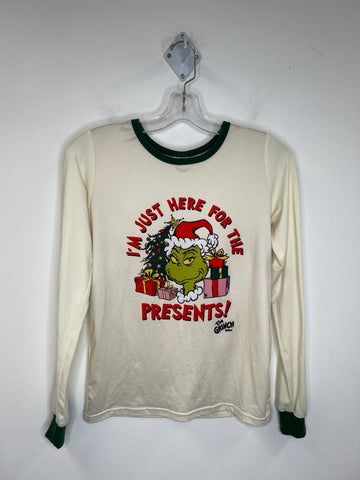 Grow Your Heart 3 Sizes "I'm Just Here For The Presents" Grinch Christmas Long-Sleeve Shirt (Youth Size L 14/16)