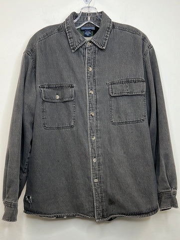 One O One Network Grey Fleece Long Sleeve Button Up (M)