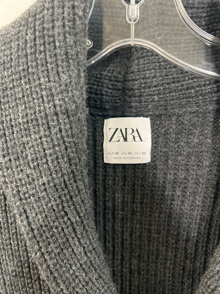 Zara Dark Grey Button-Up Long-Sleeve Cardigan (M)