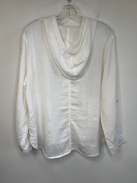 Rachel Zoe White Lien Button-Up Hoodie (M)